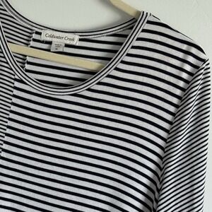 Coldwater Creek‎ Striped Top Blue XL Stretch Comfort Relaxed Coastal Nautical